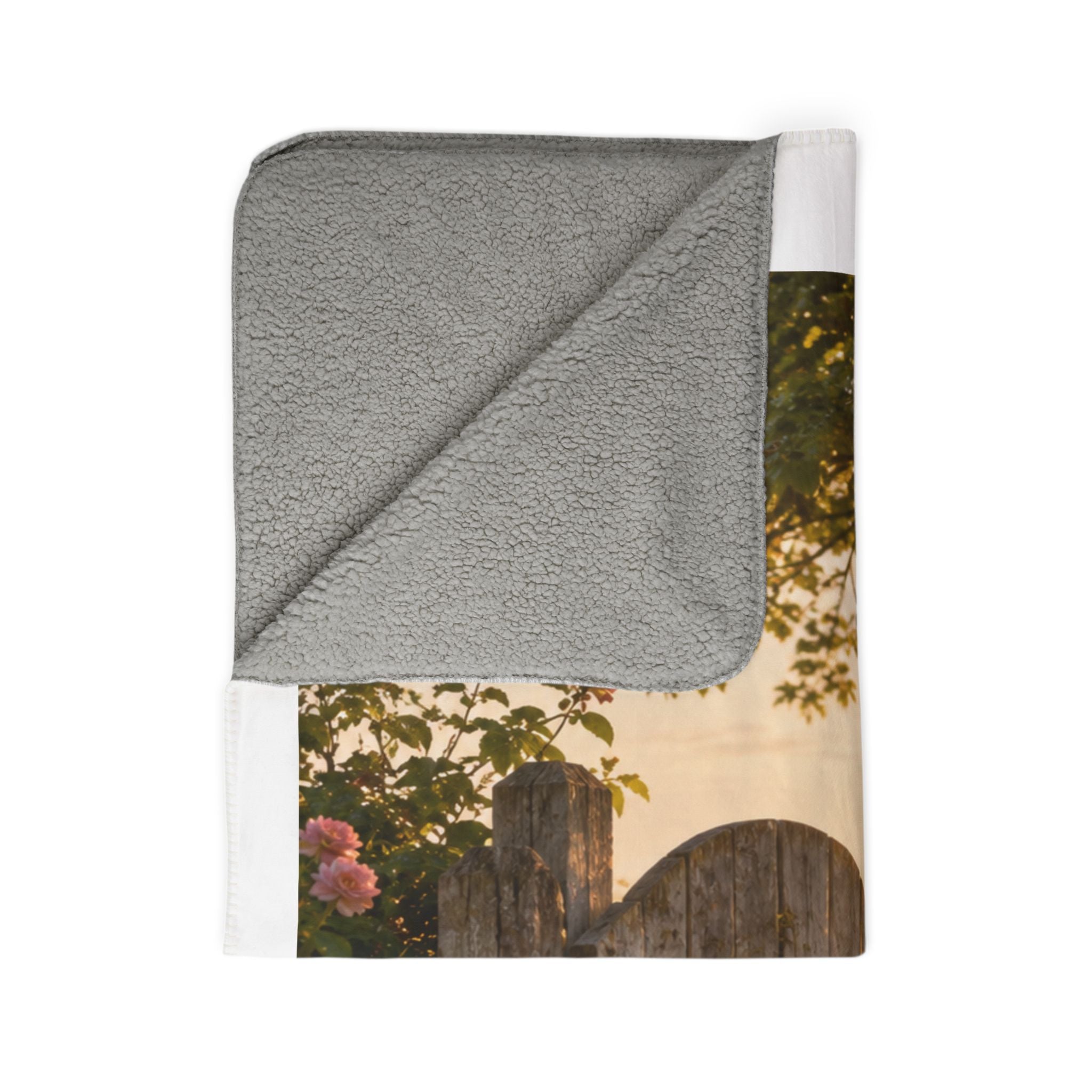 Peaceful Garden Sherpa Blanket — "Pausing is Honoring My Peace" Cozy Fleece Throw