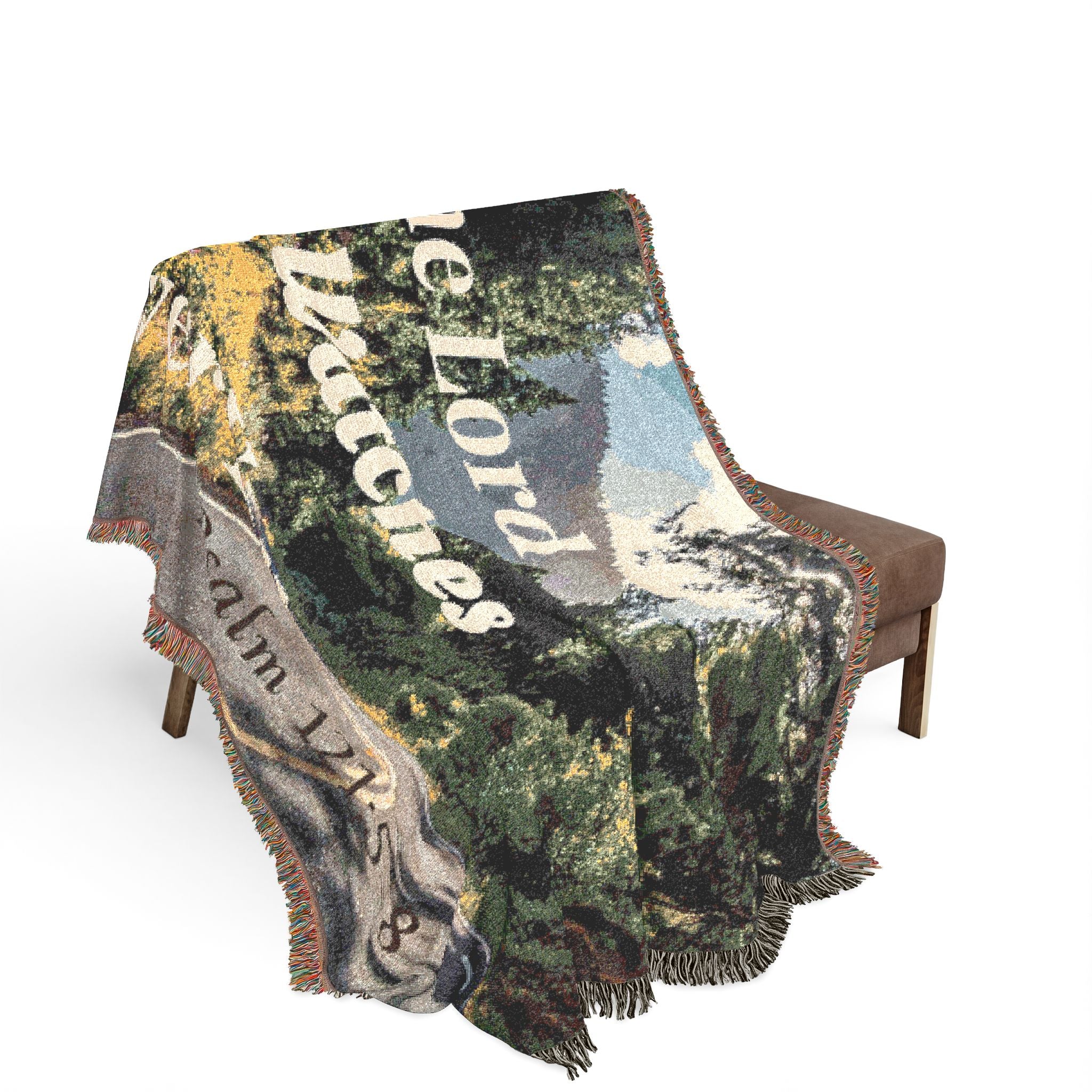 Faith-Inspired Woven Throw Blanket — "The Lord Who Watches Over You" — Psalm 121:5 Christian Gift
