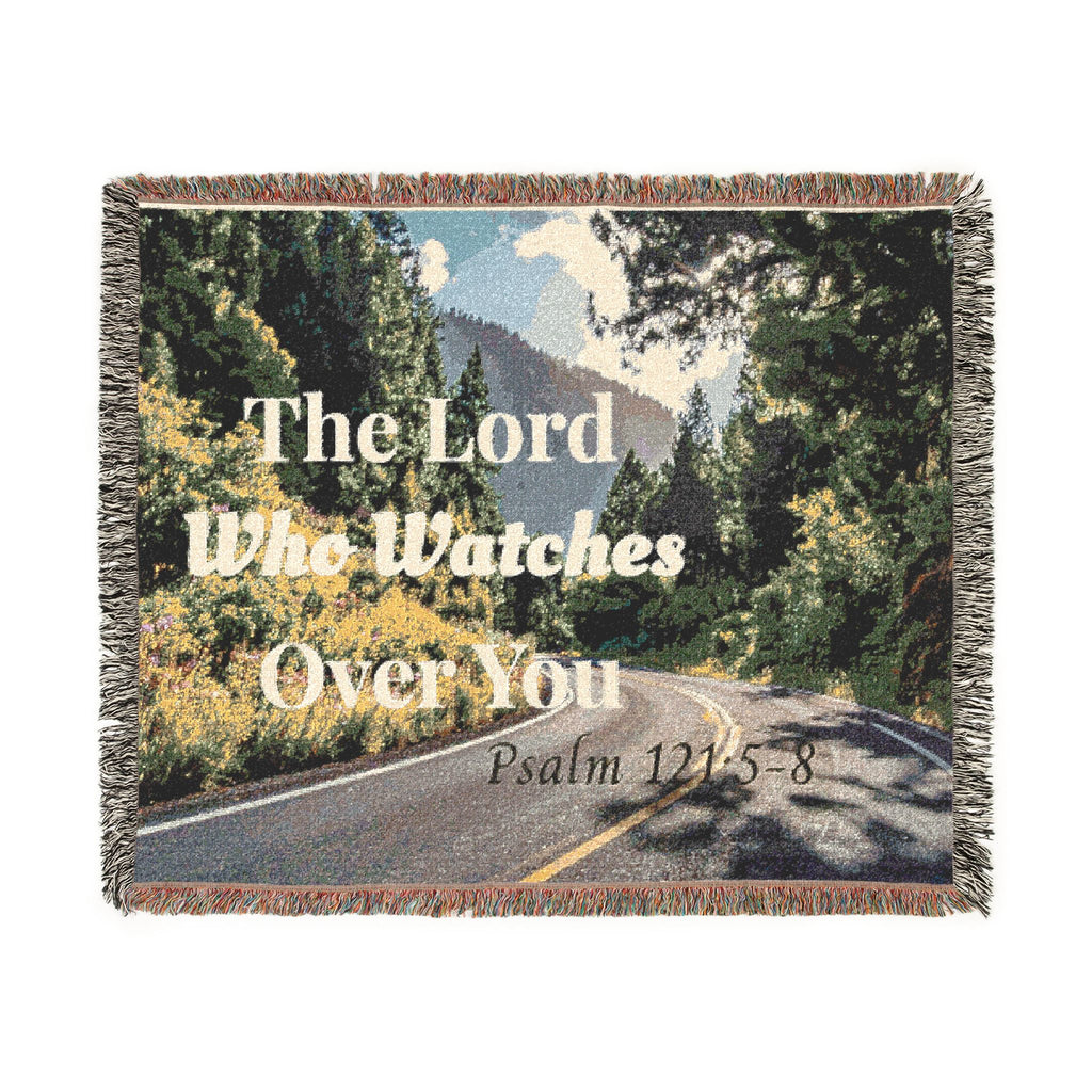Faith-Inspired Woven Throw Blanket — "The Lord Who Watches Over You" — Psalm 121:5 Christian Gift