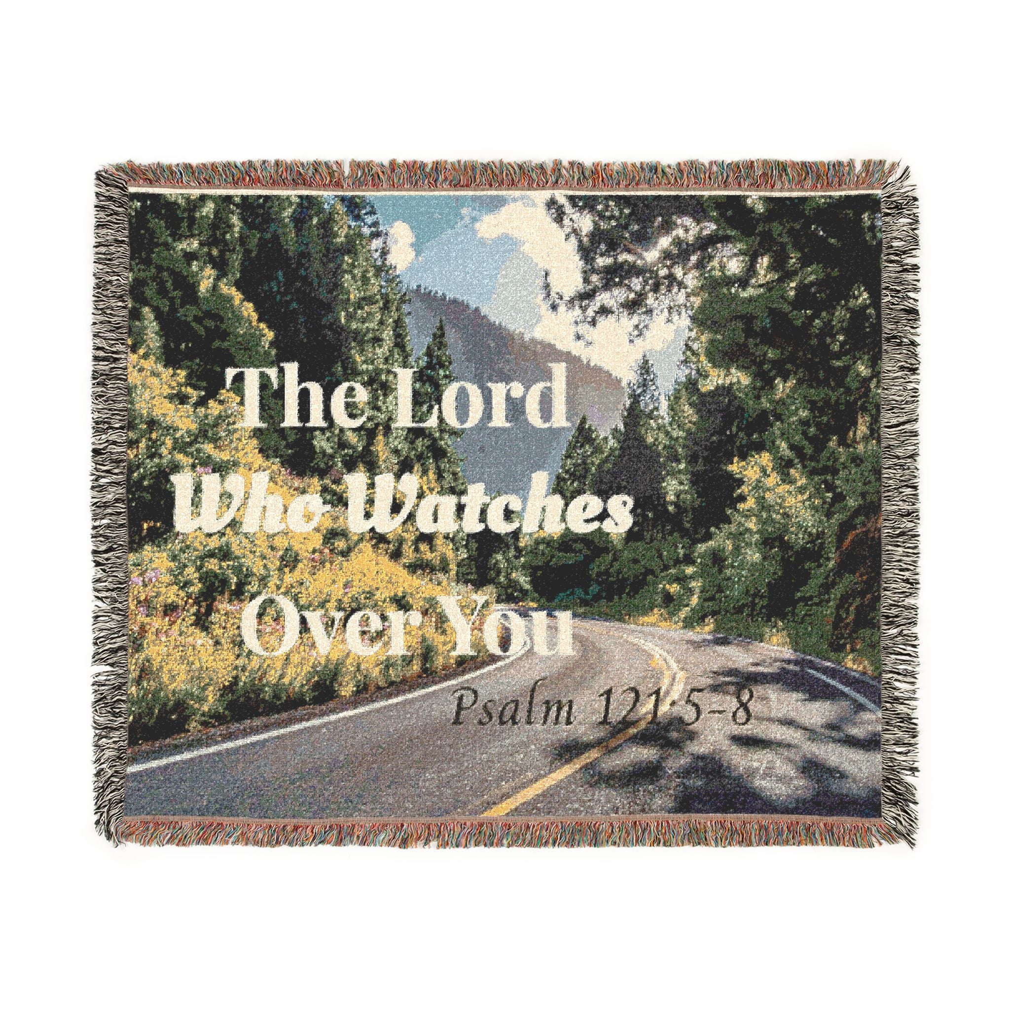 Faith-Inspired Woven Throw Blanket — "The Lord Who Watches Over You" — Psalm 121:5 Christian Gift