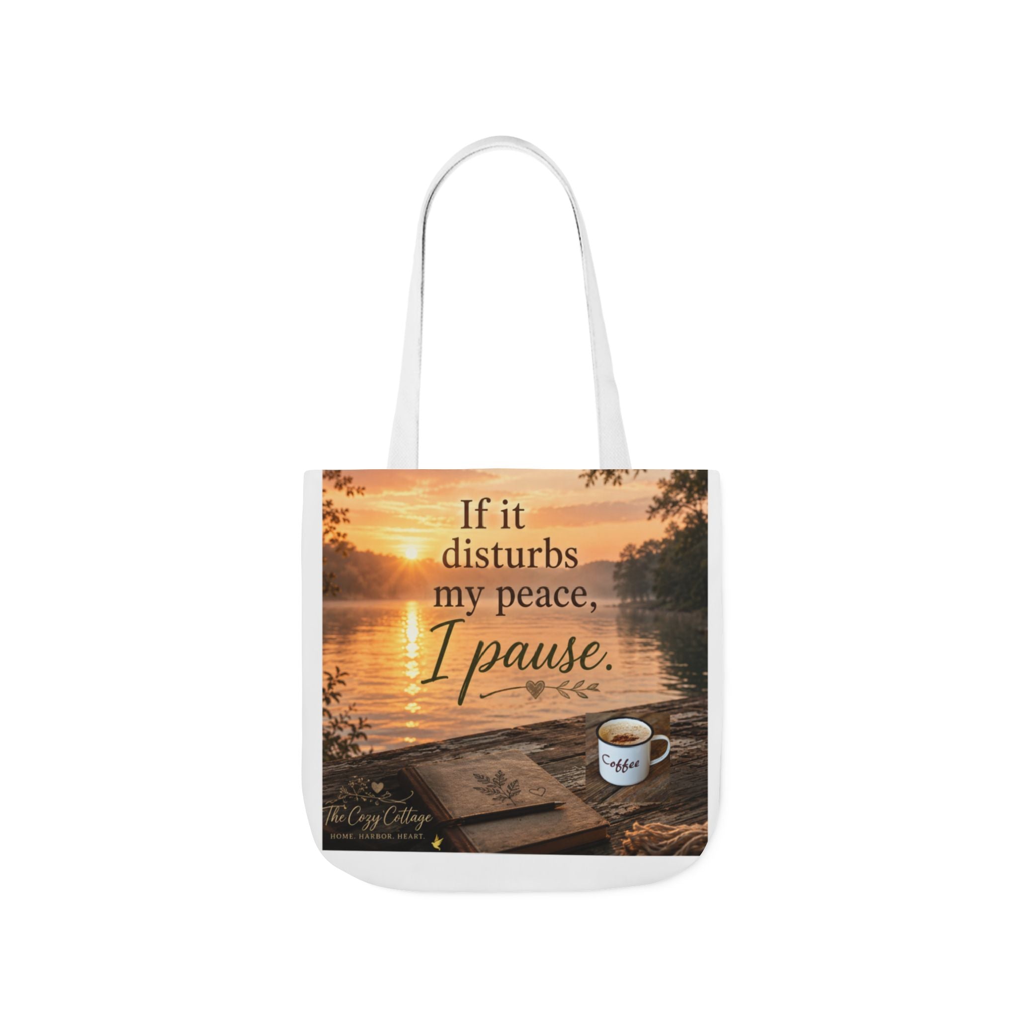 Faith-Inspired Canvas Tote Bag — "If It Disturbs My Peace, I Pause" — Christian Gift