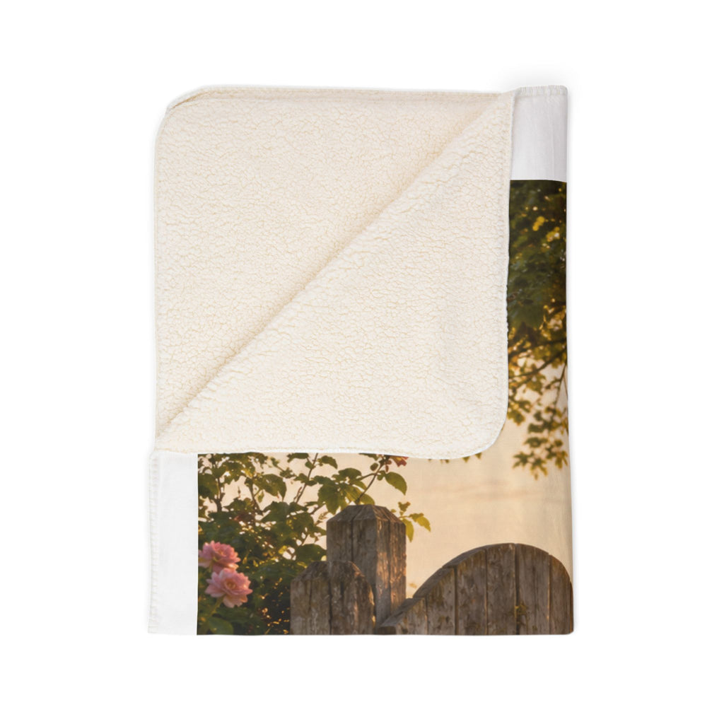 Peaceful Garden Sherpa Blanket — "Pausing is Honoring My Peace" Cozy Fleece Throw