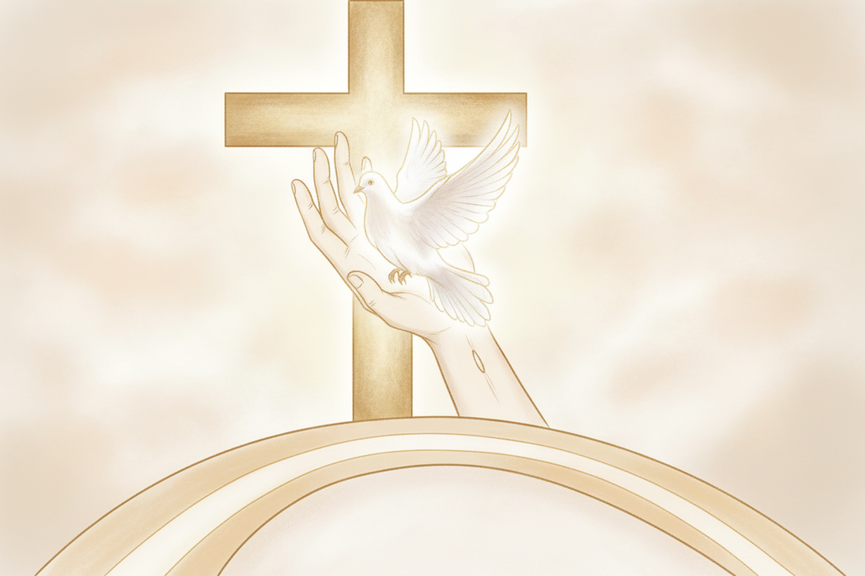 Dove at the Cross - Faith Art
